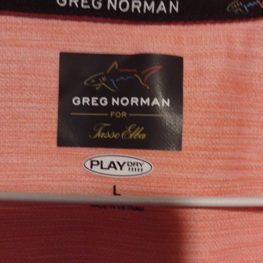 MEN'S Greg Norman PlayDry Polo. L. Washed Orange. - Picture 4 of 5